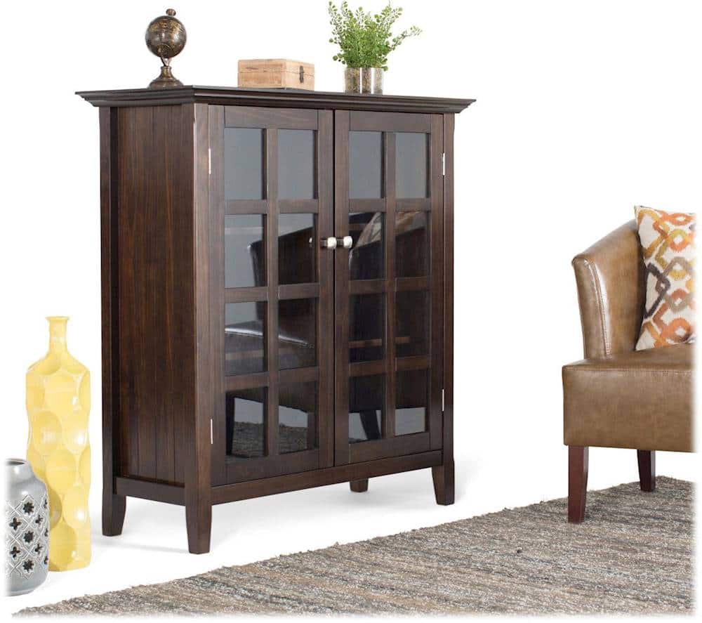 Alt View 16. Simpli Home - Acadian SOLID WOOD 39 inch Wide Transitional Medium Storage Cabinet in Brunette Brown - Brown.