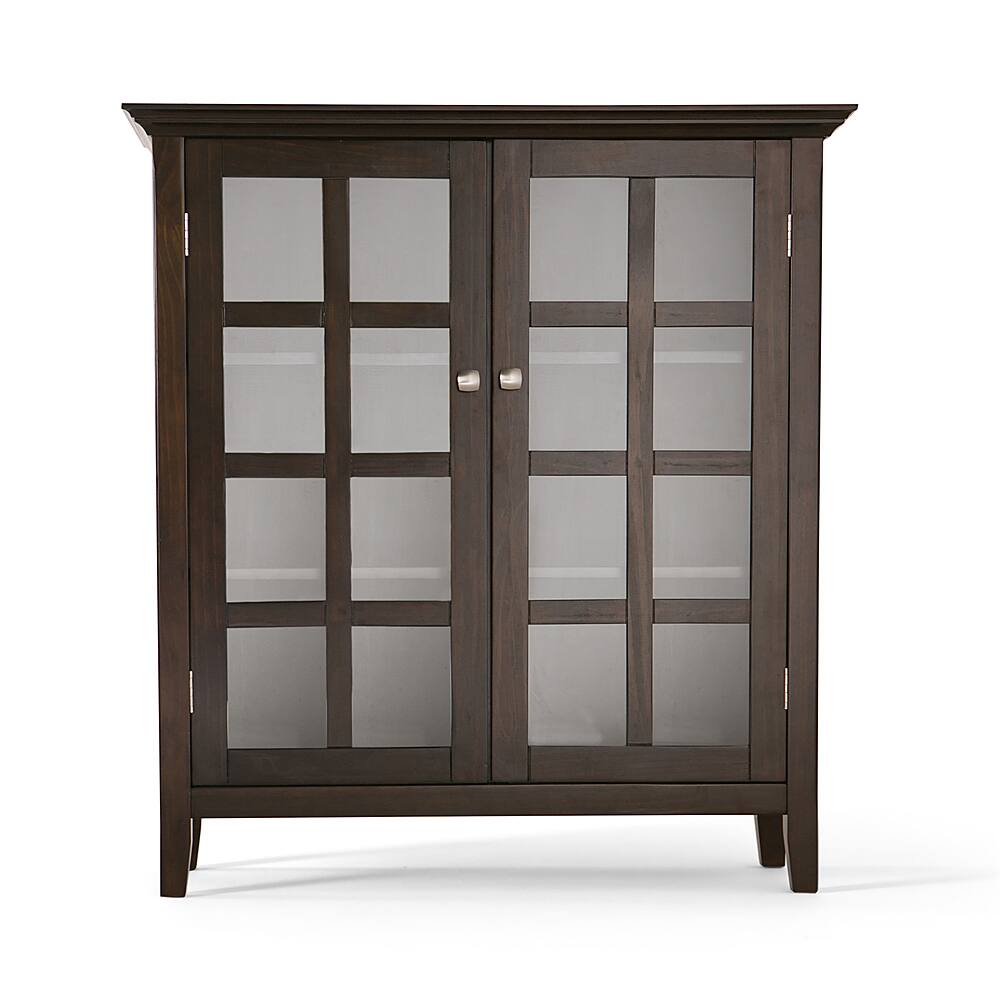 Left. Simpli Home - Acadian SOLID WOOD 39 inch Wide Transitional Medium Storage Cabinet in Brunette Brown - Brown.