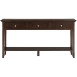 Simpli Home - Acadian SOLID WOOD 60 inch Wide Transitional Wide Console Sofa Table in - Brunette Brown - Front_Zoom
