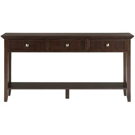 Simpli Home - Acadian SOLID WOOD 60 inch Wide Transitional Wide Console Sofa Table - Brunette Brown