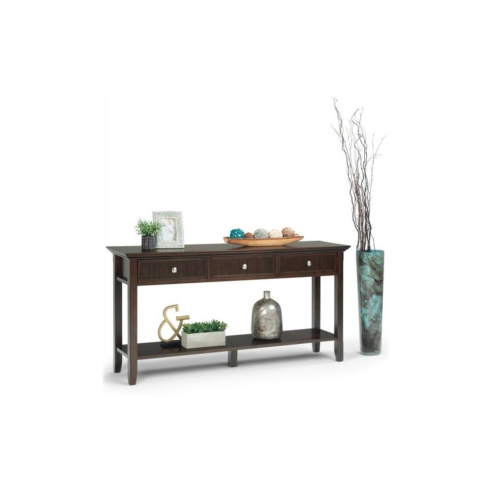 Alt View 11. Simpli Home - Acadian SOLID WOOD 60 inch Wide Transitional Wide Console Sofa Table in Brunette Brown - Brunette Brown.