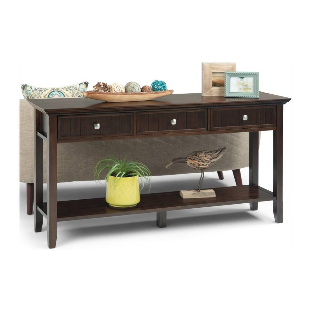Alt View 12. Simpli Home - Acadian SOLID WOOD 60 inch Wide Transitional Wide Console Sofa Table in Brunette Brown - Brunette Brown.