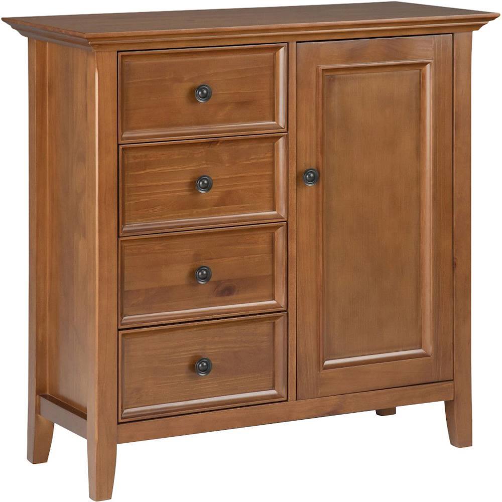 Angle. Simpli Home - Amherst Rectangular Wood Medium Storage Cabinet - Light Golden Brown.