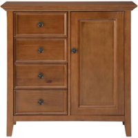 Simpli Home - Amherst Rectangular Wood Medium Storage Cabinet - Light Golden Brown - Front_Zoom