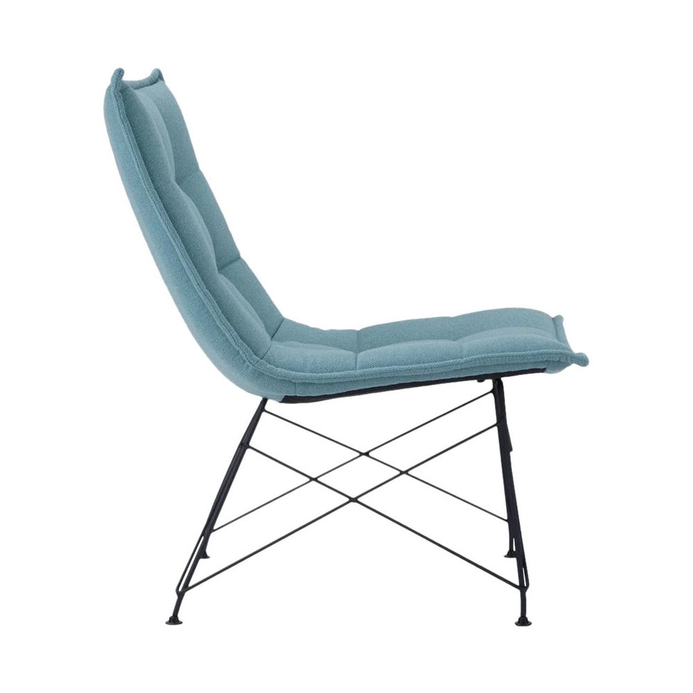 Left View: Simpli Home - Elsie Contemporary Metal, Woven Fabric & Plywood Accent Chair - Aqua