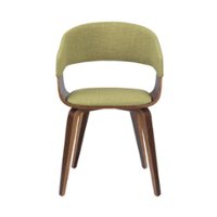 Simpli Home - Lowell Mid Century Modern Bentwood Dining Chair in Linen Look Fabric - Acid Green - Front_Zoom