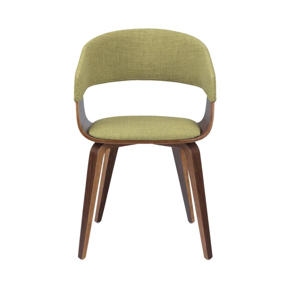 Front. Simpli Home - Lowell Mid Century Modern Bentwood Dining Chair in Acid Green Linen Look Fabric - Acid Green.
