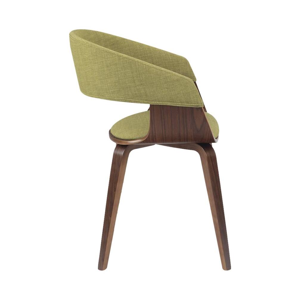 Left. Simpli Home - Lowell Mid Century Modern Bentwood Dining Chair in Acid Green Linen Look Fabric - Acid Green.