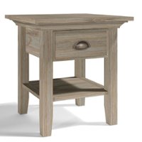 Simpli Home - Redmond SOLID WOOD 19 inch Wide Square Transitional End Table in Distressed Grey - Distressed Gray - Front_Zoom