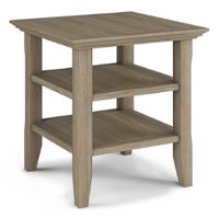 Simpli Home - Acadian SOLID WOOD 19 inch Wide Square Transitional End Table in Distressed Grey - Distressed Gray - Front_Zoom
