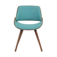 Simpli Home - Malden Mid-Century Modern Woven Fabric, Walnut Wood Veneer & High-Density Foam Dining Chair - Blue Turquoise - Front_Zoom