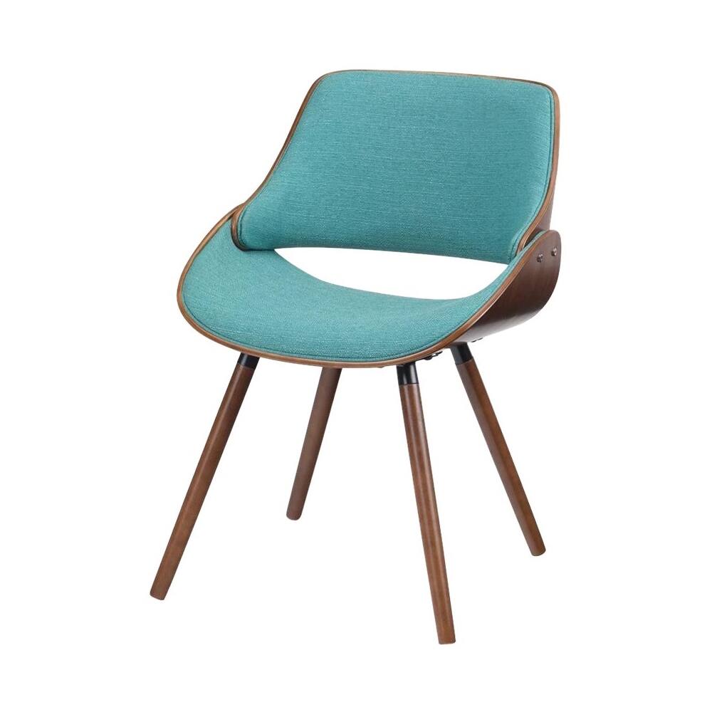 Alt View 11. Simpli Home - Malden Mid-Century Modern Woven Fabric, Walnut Wood Veneer & High-Density Foam Dining Chair - Blue Turquoise.