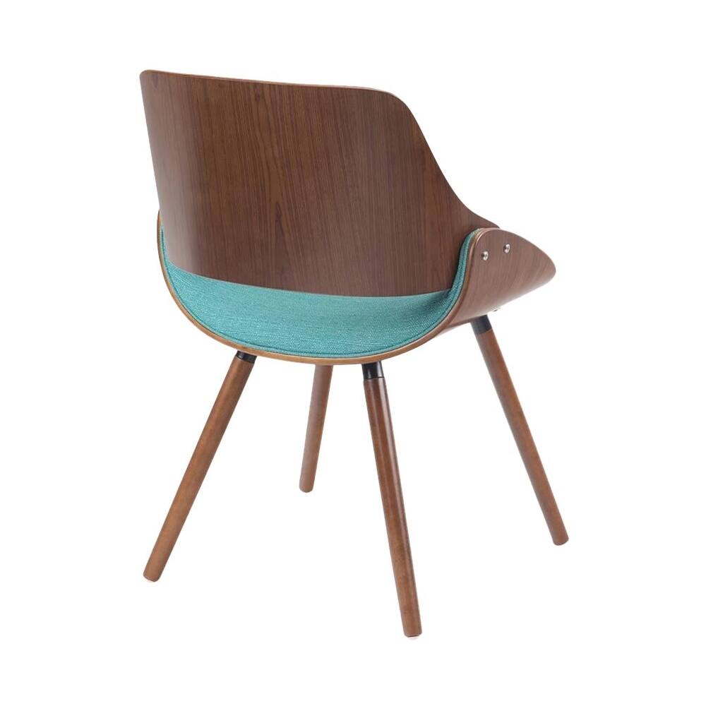 Alt View 12. Simpli Home - Malden Mid-Century Modern Woven Fabric, Walnut Wood Veneer & High-Density Foam Dining Chair - Blue Turquoise.
