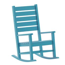 Emma + Oliver - Florian Contemporary Rocking Chair, All-Weather HDPE Indoor/Outdoor Rocker - Blue