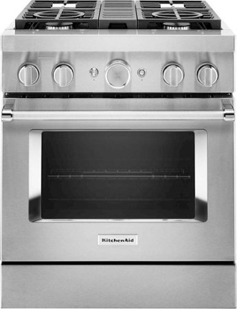 KitchenAid - 4.1 Cu. Ft. Freestanding Dual Fuel True Convection Range with Self-Cleaning - Stainless Steel