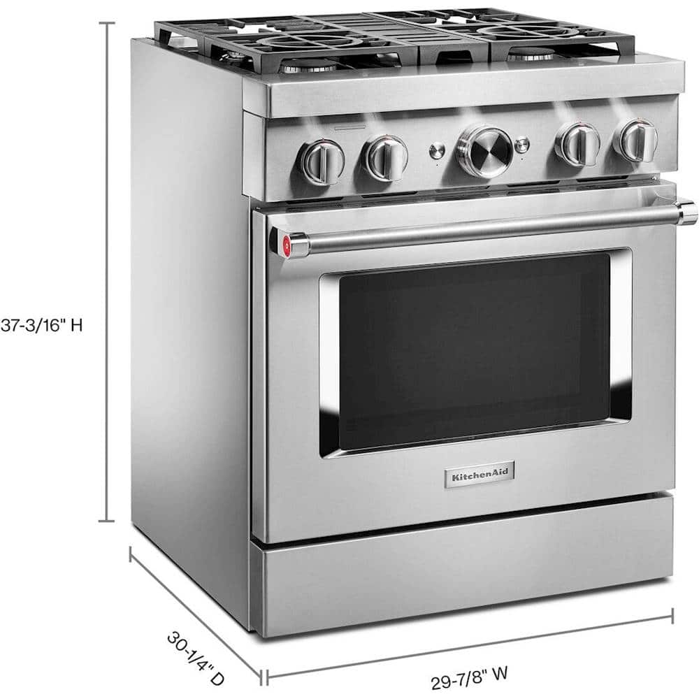 Alt View 12. KitchenAid - 4.1 Cu. Ft. Freestanding Dual Fuel True Convection Range with Self-Cleaning - Stainless steel.