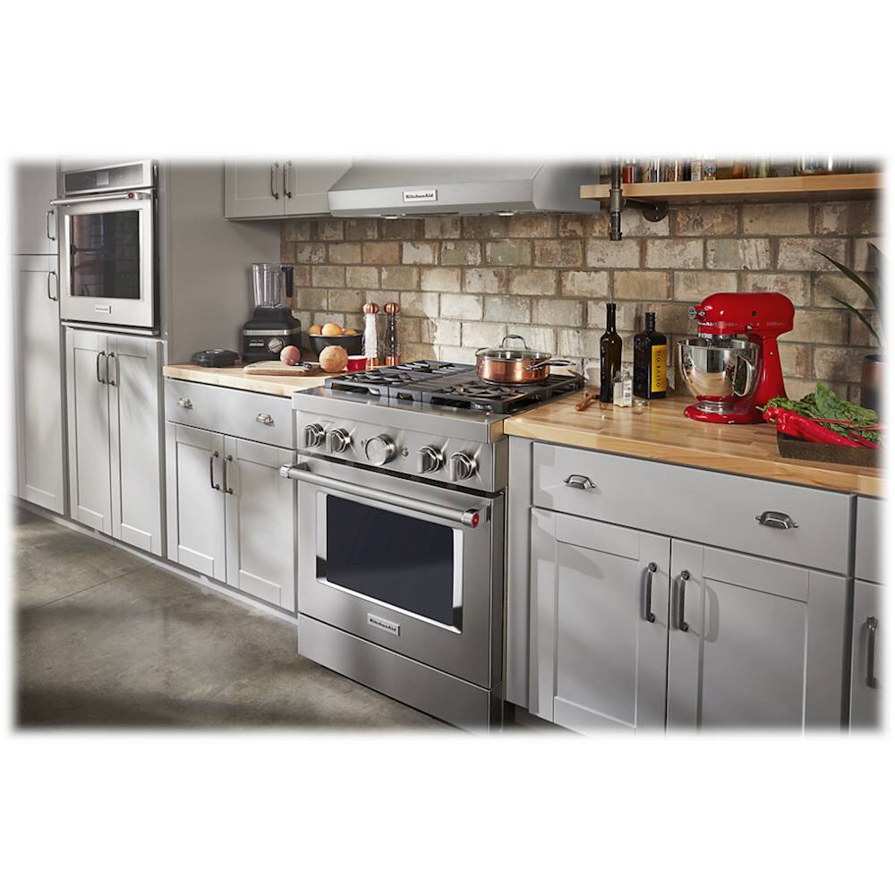 Alt View 14. KitchenAid - 4.1 Cu. Ft. Freestanding Dual Fuel True Convection Range with Self-Cleaning - Stainless steel.