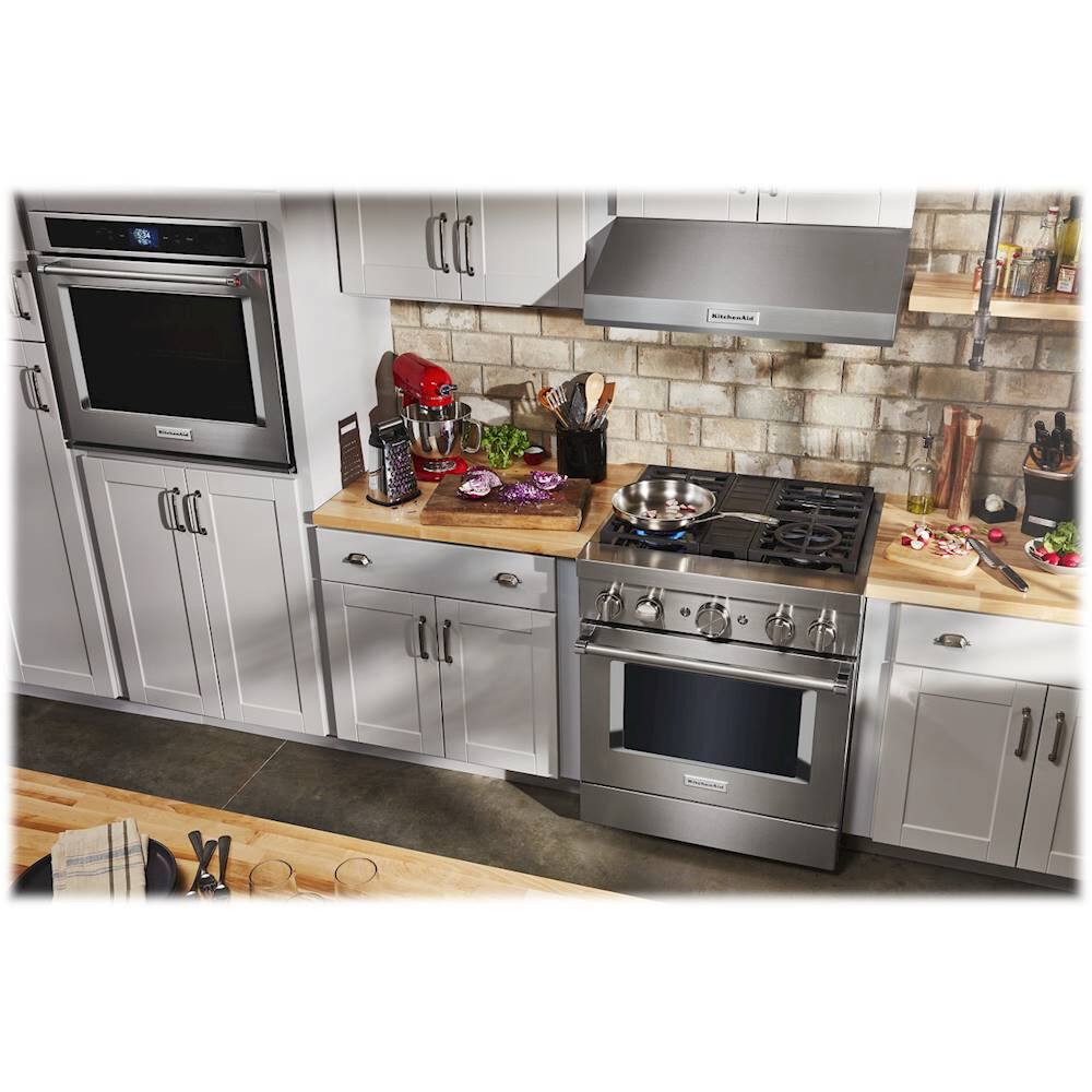 Alt View 15. KitchenAid - 4.1 Cu. Ft. Freestanding Dual Fuel True Convection Range with Self-Cleaning - Stainless steel.