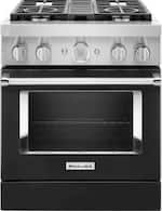 KitchenAid - 4.1 Cu. Ft. Freestanding Dual Fuel True Convection Range with Self-Cleaning - Imperial Black - Front_Standard