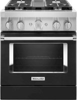 KitchenAid - 4.1 Cu. Ft. Freestanding Dual Fuel True Convection Range with Self-Cleaning - Imperial Black - Front_Zoom