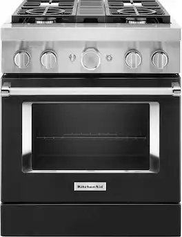 KitchenAid - 4.1 Cu. Ft. Freestanding Dual Fuel True Convection Range with Self-Cleaning - Imperial Black