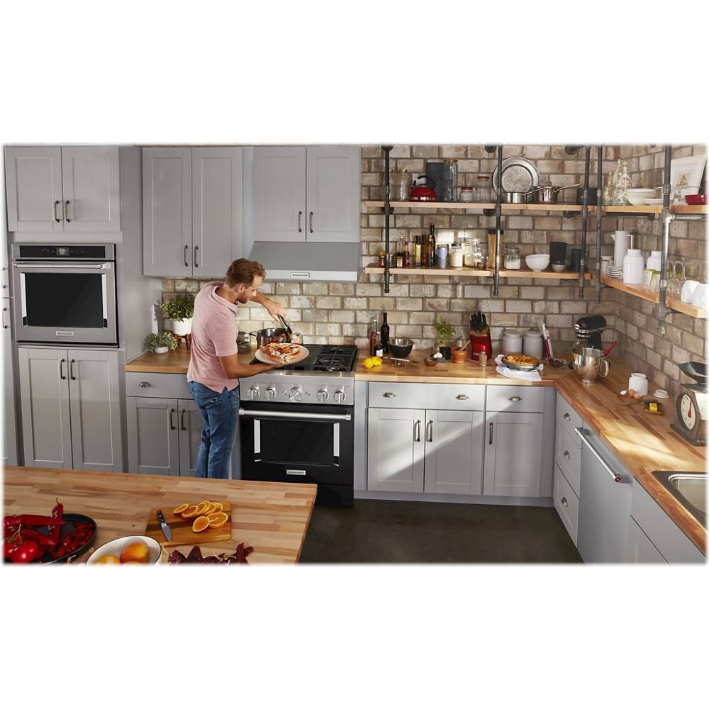 Alt View 18. KitchenAid - 4.1 Cu. Ft. Freestanding Dual Fuel True Convection Range with Self-Cleaning - Imperial Black.