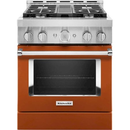 KitchenAid - Commercial-Style 4.1 Cu. Ft. Slide-In Gas True Convection Range with Self-Cleaning - Scorched Orange