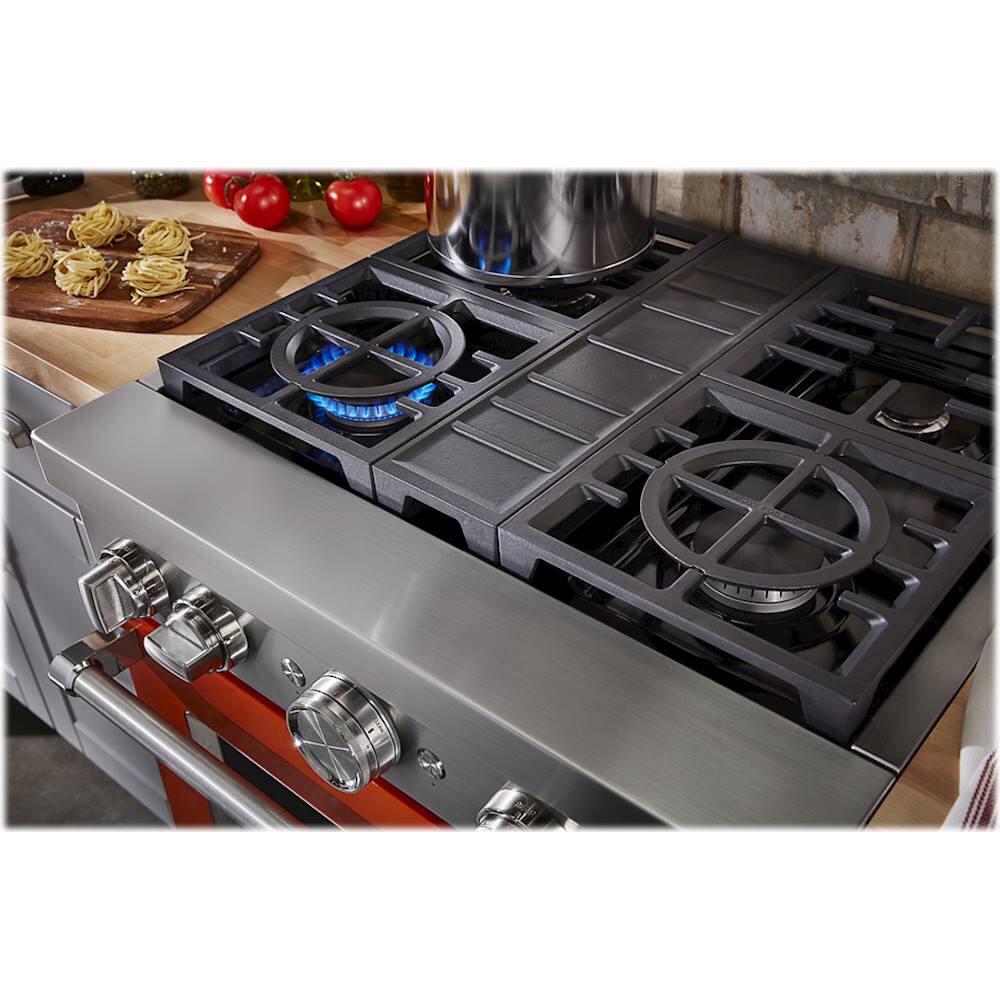 Alt View 11. KitchenAid - Commercial-Style 4.1 Cu. Ft. Slide-In Gas True Convection Range with Self-Cleaning - Scorched Orange.