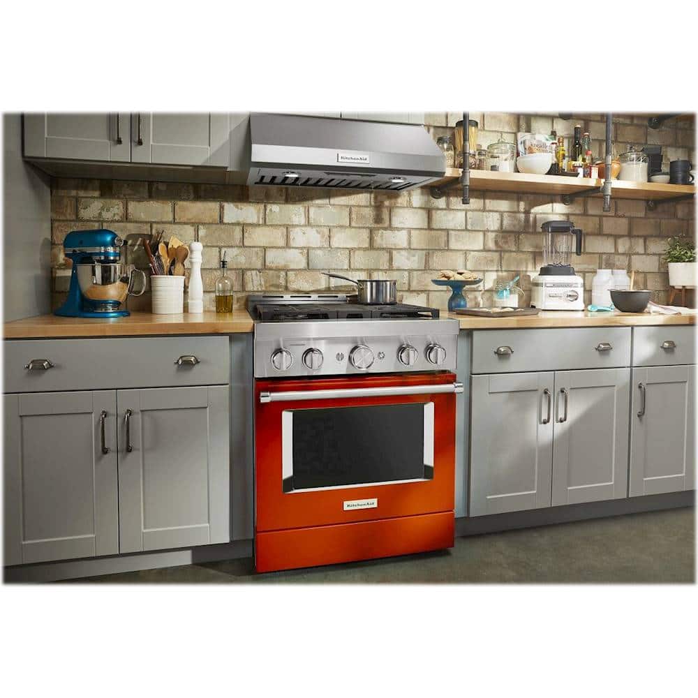 Alt View 12. KitchenAid - Commercial-Style 4.1 Cu. Ft. Slide-In Gas True Convection Range with Self-Cleaning - Scorched Orange.
