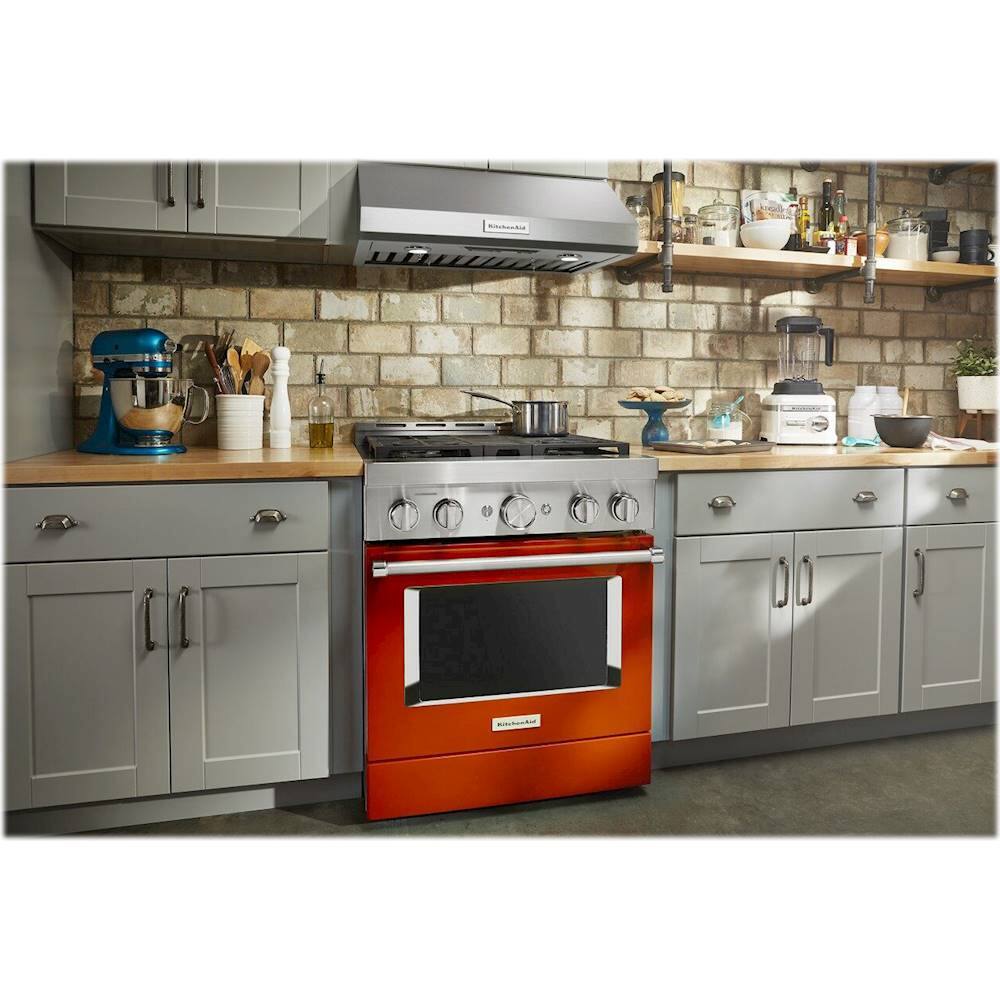 Alt View 12. KitchenAid - Commercial-Style 4.1 Cu. Ft. Slide-In Gas True Convection Range with Self-Cleaning - Scorched Orange.