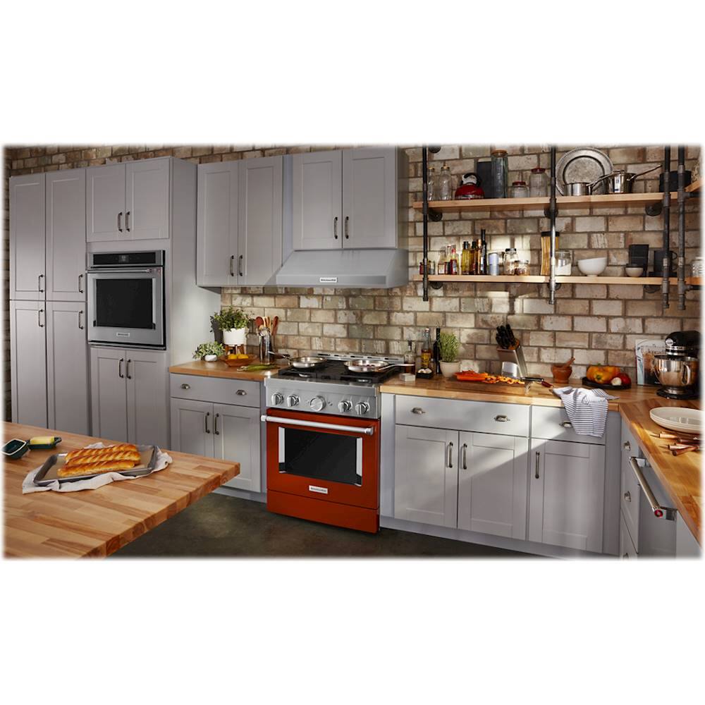 Alt View 14. KitchenAid - Commercial-Style 4.1 Cu. Ft. Slide-In Gas True Convection Range with Self-Cleaning - Scorched Orange.