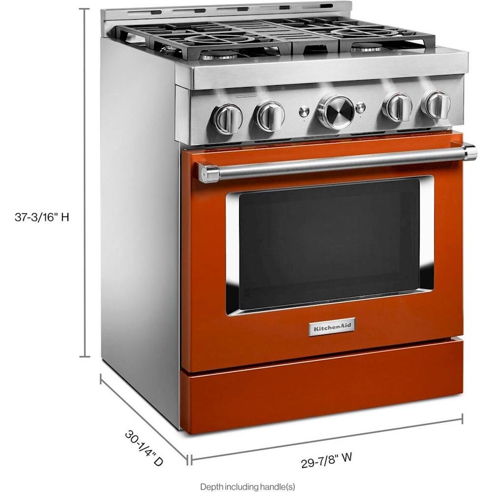 Alt View 15. KitchenAid - Commercial-Style 4.1 Cu. Ft. Slide-In Gas True Convection Range with Self-Cleaning - Scorched Orange.