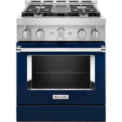 KitchenAid - Commercial-Style 4.1 Cu. Ft. Slide-In Gas True Convection Range with Self-Cleaning - Ink Blue - Front_Zoom