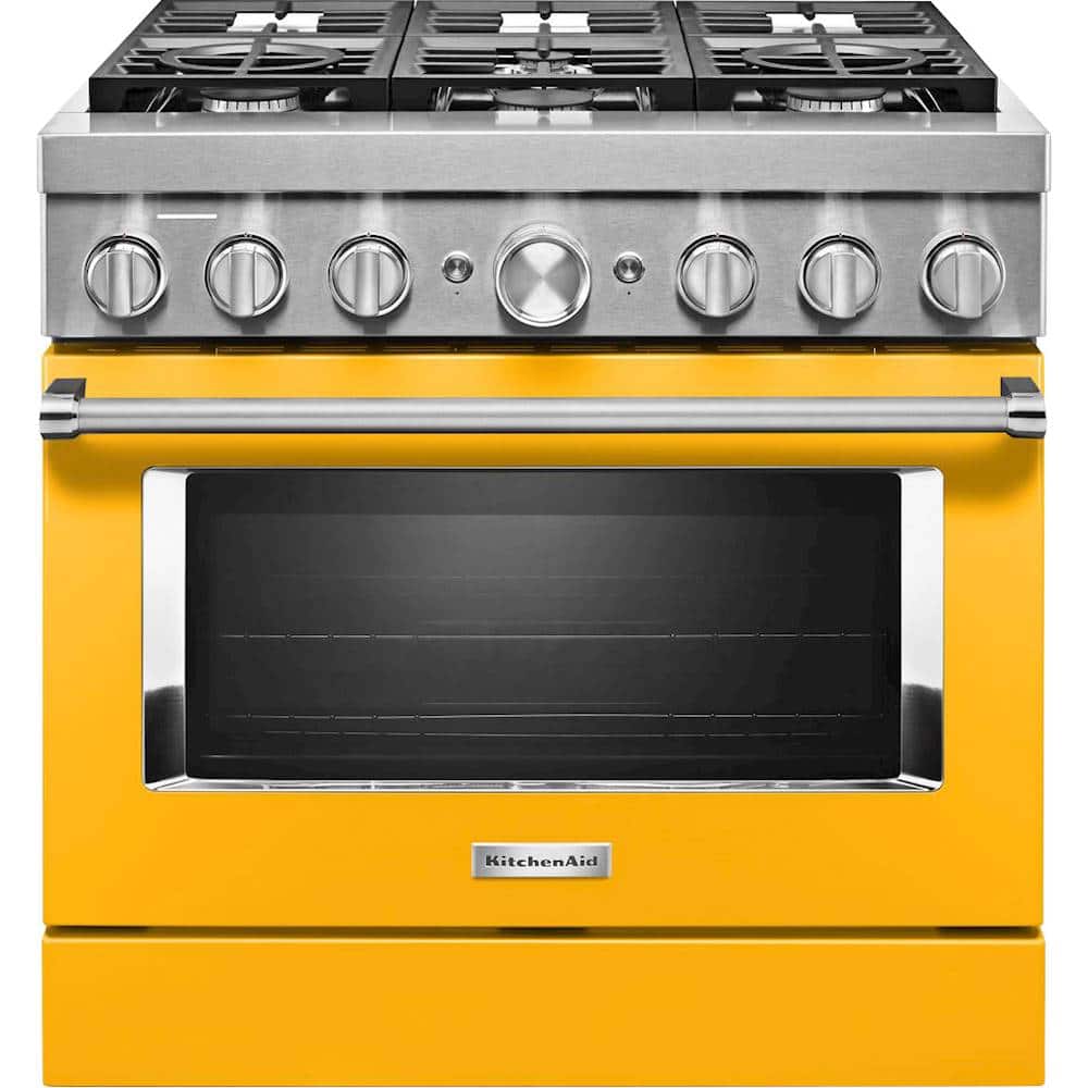 Front. KitchenAid - 5.1 Cu. Ft. Freestanding Dual Fuel True Convection Range with Self-Cleaning - Yellow Pepper.