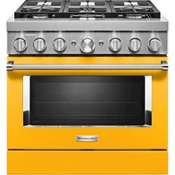 KitchenAid - 5.1 Cu. Ft. Freestanding Dual Fuel True Convection Range with Self-Cleaning - Yellow Pepper - Front_Zoom