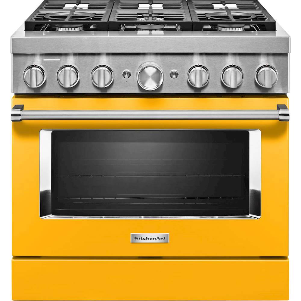 KitchenAid - 5.1 Cu. Ft. Freestanding Dual Fuel True Convection Range with Self-Cleaning - Yellow Pepper
