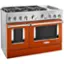 Angle. KitchenAid - Commercial-Style 6.3 Cu. Ft. Freestanding Double Oven Dual-Fuel True Convection Range with Self-Cleaning - Scorched Orange.