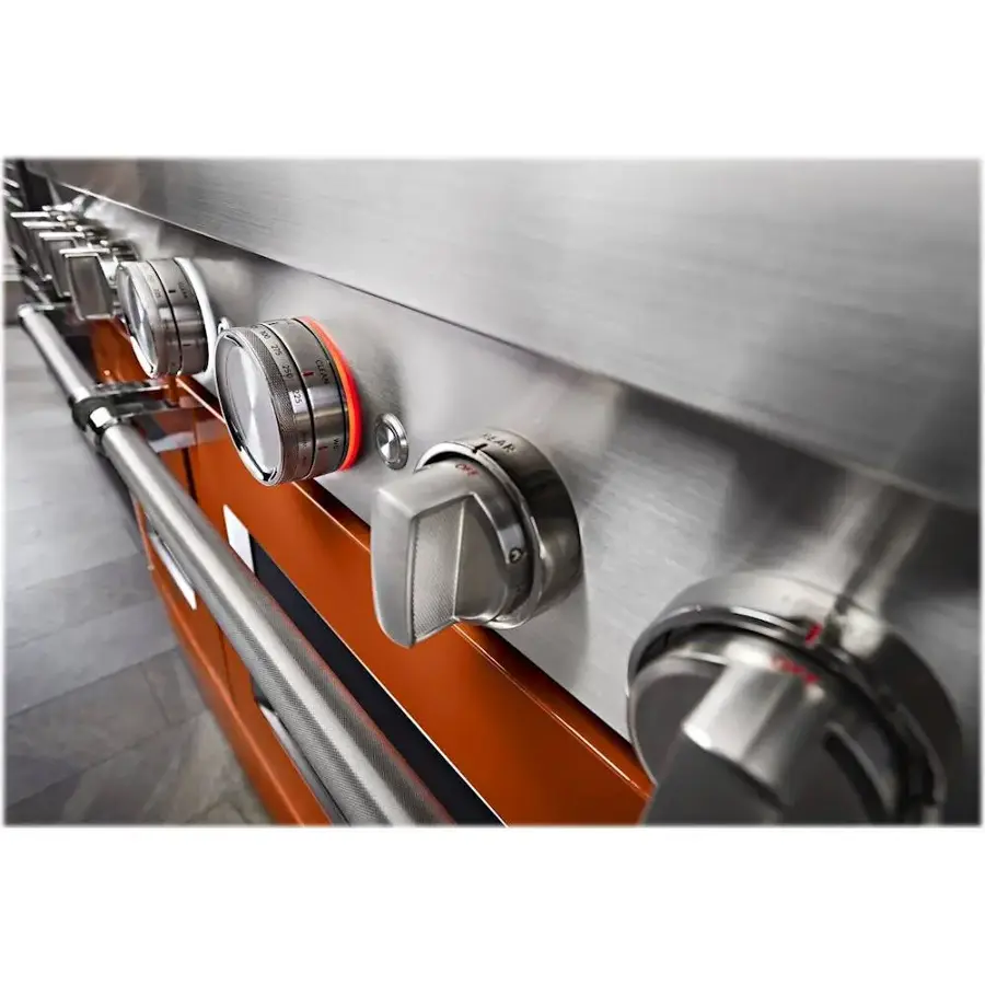 Alt View 13. KitchenAid - Commercial-Style 6.3 Cu. Ft. Freestanding Double Oven Dual-Fuel True Convection Range with Self-Cleaning - Scorched Orange.