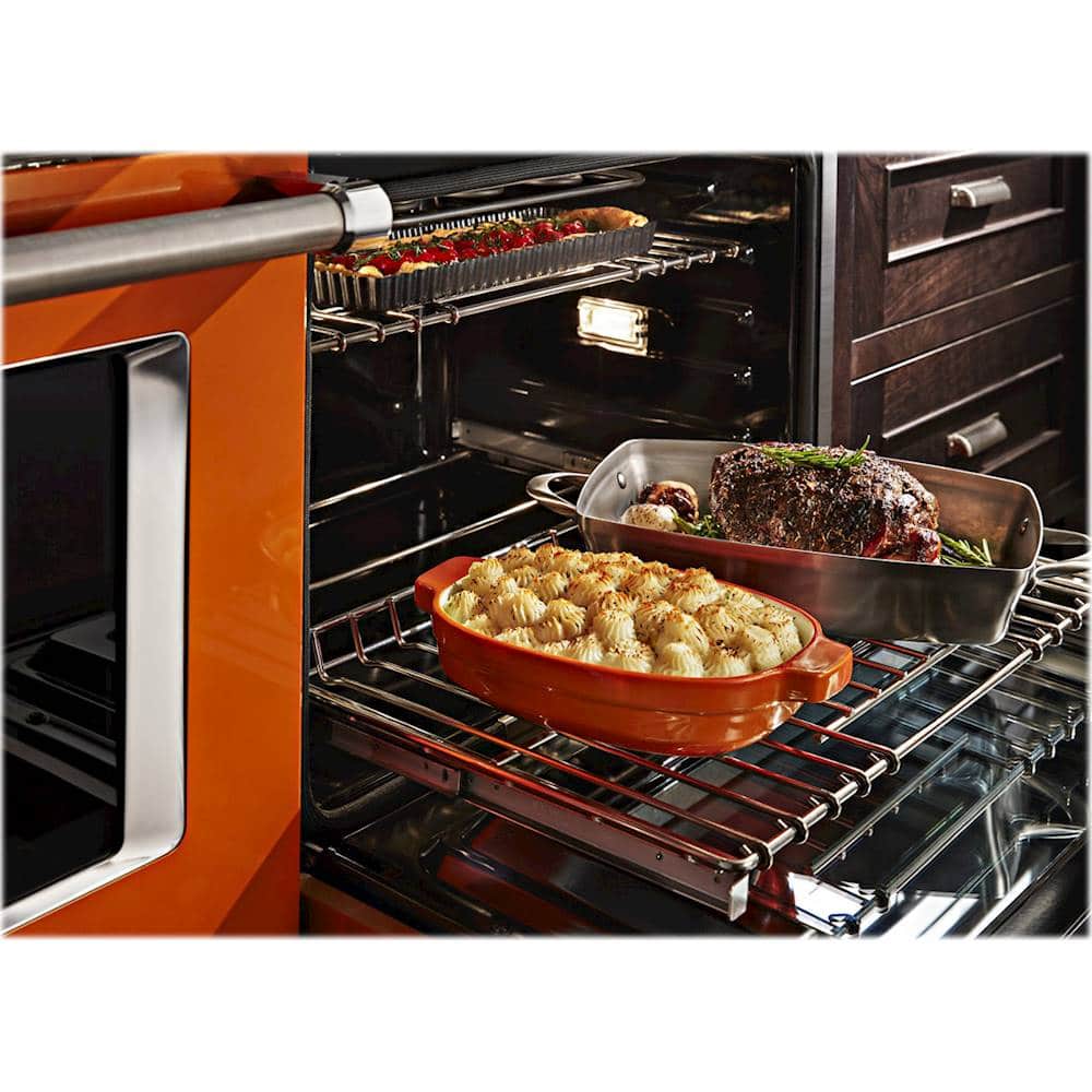 Alt View 15. KitchenAid - Commercial-Style 6.3 Cu. Ft. Freestanding Double Oven Dual-Fuel True Convection Range with Self-Cleaning - Scorched Orange.