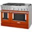 Left. KitchenAid - Commercial-Style 6.3 Cu. Ft. Freestanding Double Oven Dual-Fuel True Convection Range with Self-Cleaning - Scorched Orange.