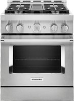 KitchenAid - Commercial-Style 4.1 Cu. Ft. Slide-In Gas True Convection Range with Self-Cleaning - Stainless steel - Front_Zoom