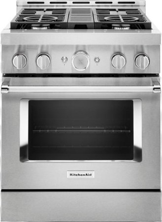 KitchenAid - Commercial-Style 4.1 Cu. Ft. Slide-In Gas True Convection Range with Self-Cleaning - Stainless Steel