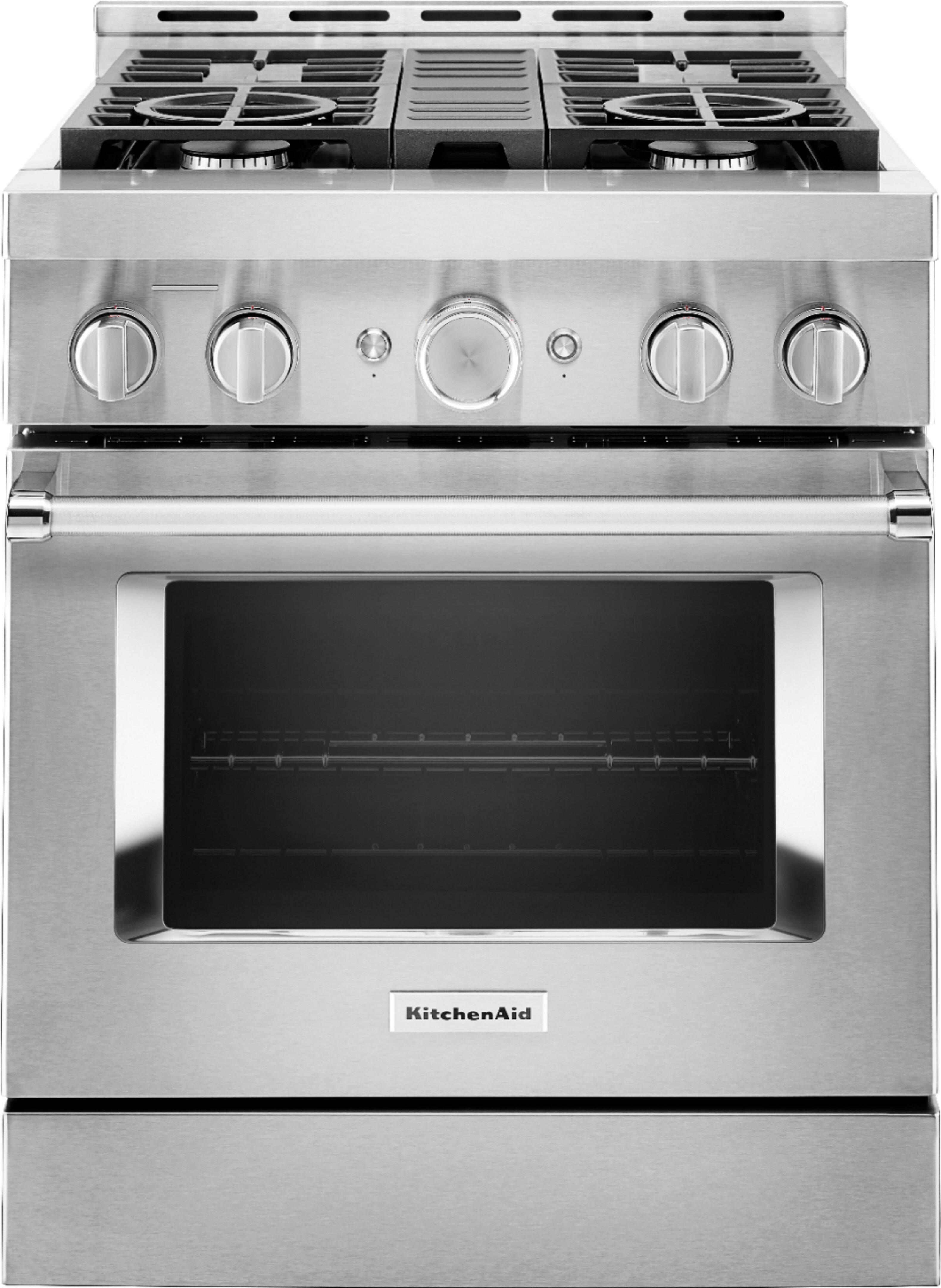 KitchenAid - Commercial-Style 4.1 Cu. Ft. Slide-In Gas True Convection Range with Self-Cleaning - Stainless Steel