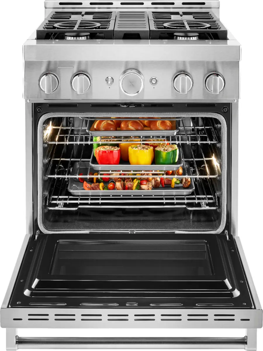 Alt View 12. KitchenAid - Commercial-Style 4.1 Cu. Ft. Slide-In Gas True Convection Range with Self-Cleaning - Stainless Steel.
