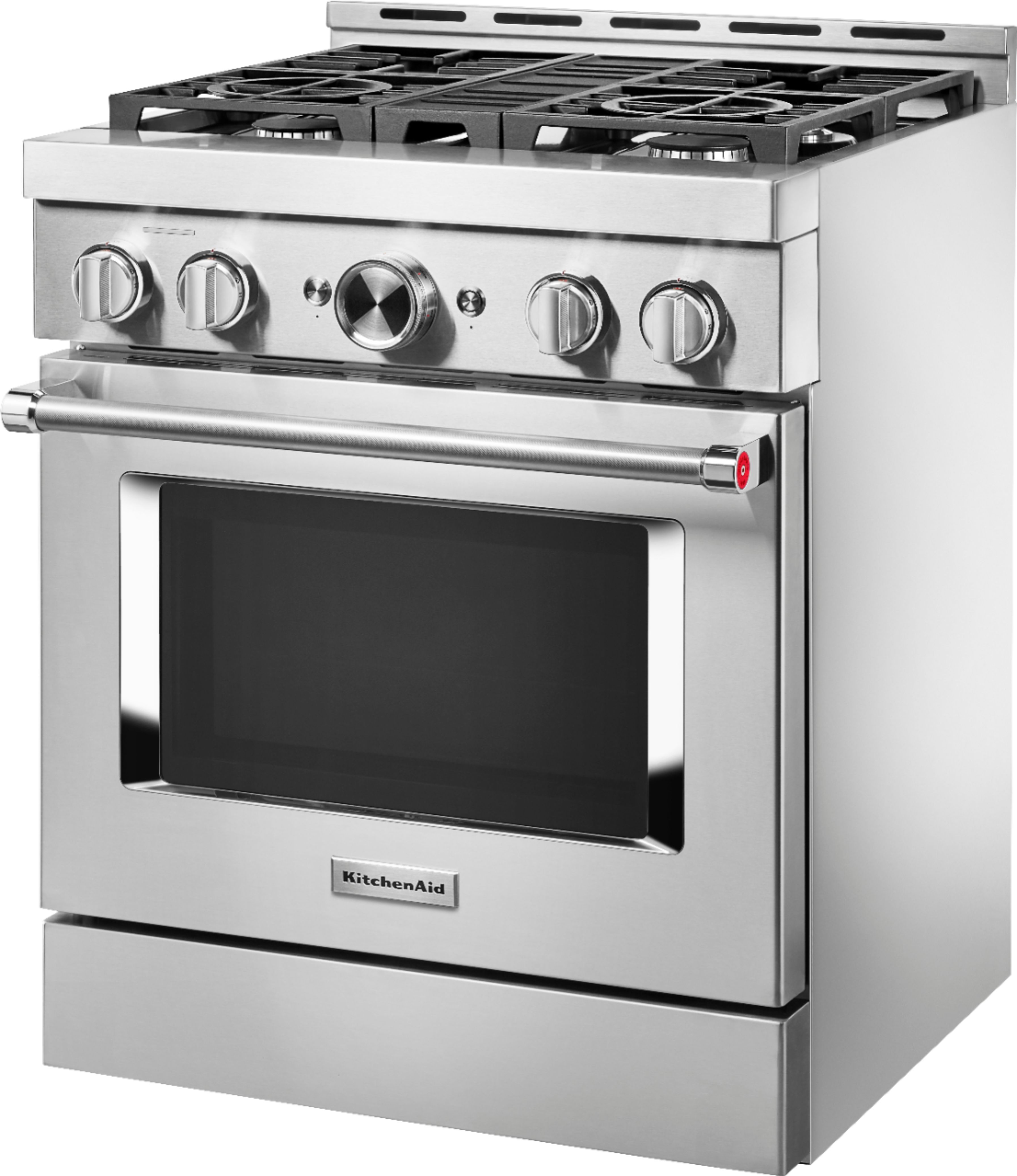 Left View: KitchenAid - Commercial-Style 4.1 Cu. Ft. Slide-In Gas True Convection Range with Self-Cleaning - Misty blue