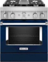 KitchenAid - 4.1 Cu. Ft. Freestanding Dual Fuel True Convection Range with Self-Cleaning - Ink Blue - Front_Zoom