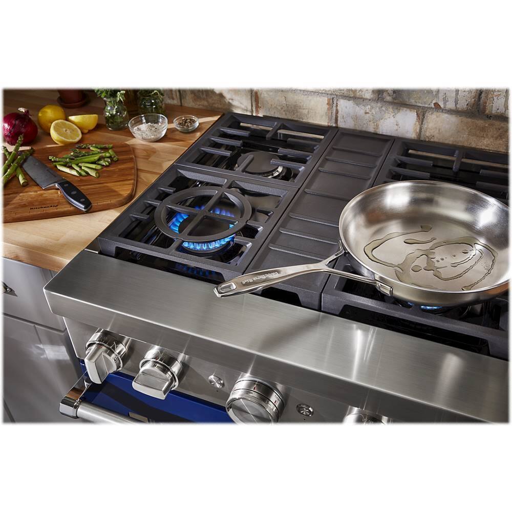 Alt View 15. KitchenAid - 4.1 Cu. Ft. Freestanding Dual Fuel True Convection Range with Self-Cleaning - Ink Blue.