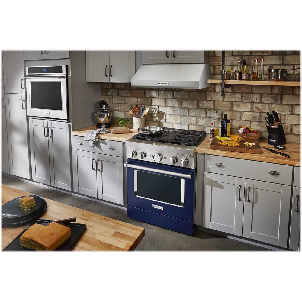 Alt View 16. KitchenAid - 4.1 Cu. Ft. Freestanding Dual Fuel True Convection Range with Self-Cleaning - Ink Blue.