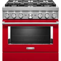 KitchenAid - 5.1 Cu. Ft. Freestanding Dual Fuel True Convection Range with Self-Cleaning - Passion Red - Front_Zoom