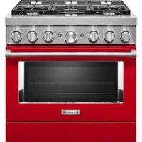 KitchenAid - 5.1 Cu. Ft. Freestanding Dual Fuel True Convection Range with Self-Cleaning - Passion Red - Front_Zoom